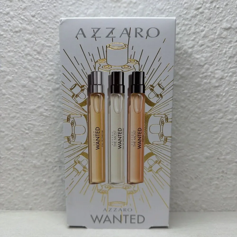 AZZARO WANTED THE MOST for Men 3 pcs Mini GIFT SET 0.33 oz EDP Travel Spray NEW